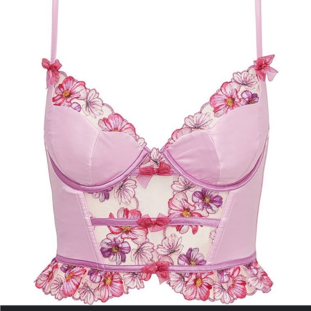 For Love and Lemons Satin Floral Bustier